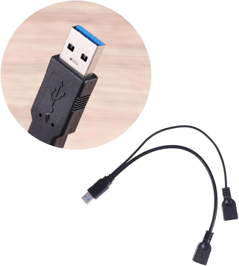 Jojofuny USB Hub Adapter Dual Ports Data Transfer and Charging Cable Black - Image 1